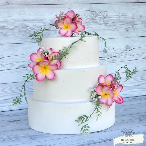 Pink Cake Topper, Cake Flowers, Plumeria Cake Decor, Cake Decor, Pink Cake, Cake Faux Flowers, Cake Clusters, Wedding Flower, Tropical Cake.