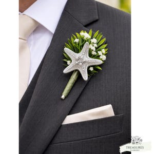 Silver Starfish Boutonniere, Beach Wedding Boutonniere, Beach Wedding, Nautical Wedding, Destination Wedding, Starfish Boutonniere.