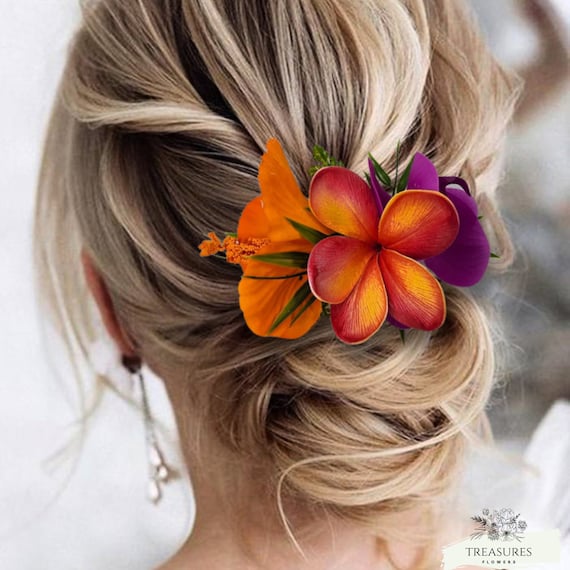 Plumeria Hairpiece, Wedding Hair Flower, Wedding Headpiece, Beach Hair Flower, Silk Flowers, Accessories, Hibiscus Headpiece, Headpiece