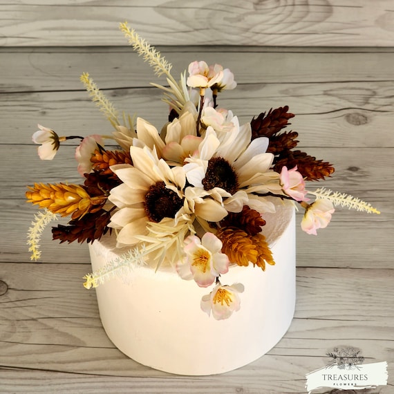 Fall Cake Topper, Cake Flowers, Rustic Cake Topper, Cake Decor, Ivory Cake, Cake Faux Flowers, Cake Clusters, Wedding Flower, Cake Topper.