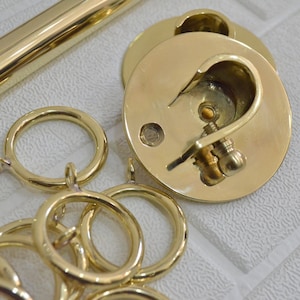 Handmade Unlacquered Brass Curtain Rod, Handmade brass curtain rod with Inside Mount Brackets | Custom Solid Brass Drapery Rod