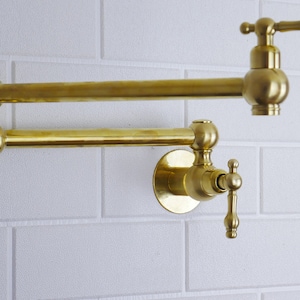 Unlacquered solid brass Pot filler , Pot filler , kitchen Pot filler , stove pot filler , wall mount pot filler