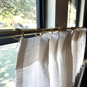Handmade French Brass Curtain Rod with Rings – Unlacquered Finish