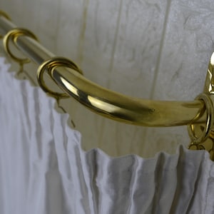 Unlacquered Brass French Return Curtain Rod, Handmade French return style curtain rod with Rings, Cafe curtain rod
