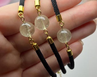 LDG 10 mm Bead Cord Bracelet | Stainless Steel findings | Adjustable Size | Authentic Libyan Desert Glass bracelet | Gold or Silver Jewelry