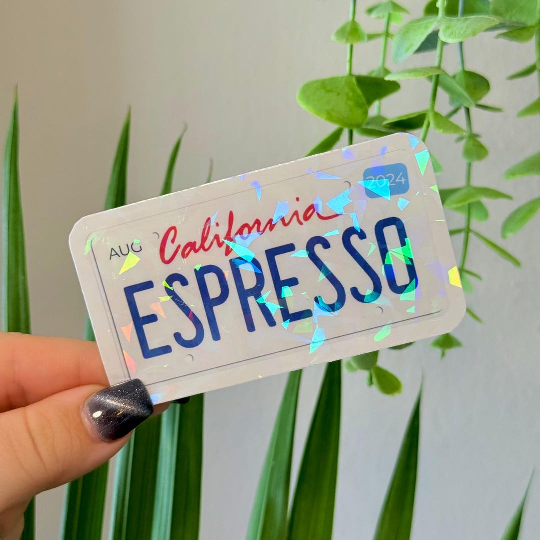 Espresso License Plate Sticker • Die Cut Vinyl Decal • Uv & Water ...