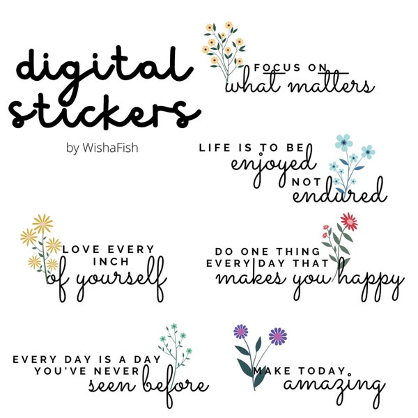 Everyday Quotes, Simple Life Quotes - Digital stickers for Goodnotes/Notability, iPad Digital Planner Sticker, Journal, Precropped PNG