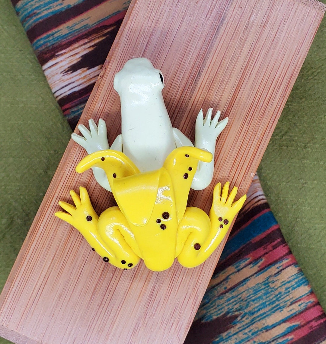 Banana Frog Fruit Frog Polymer Clay Sculpture White Yellow Brown Etsy
