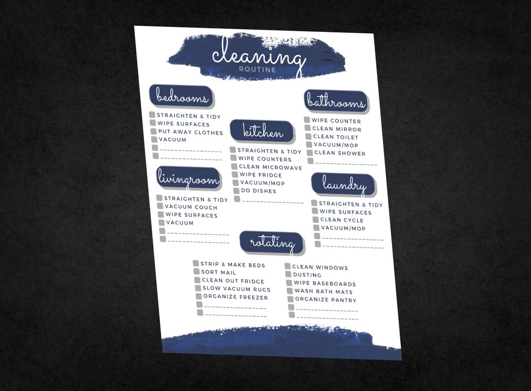 Cleaning Routine Printable PDF - Blue Slate - Etsy