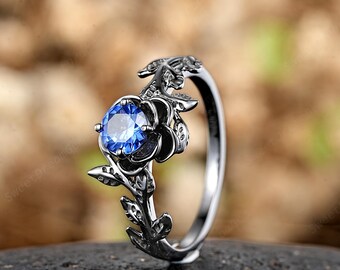 リング　サファイア？　遺品整理　断捨離　アンティーク　ヴィンテージ　色石　金？ ヴィンテージサファイアリング デイジーリング ダイヤモンド 指輪