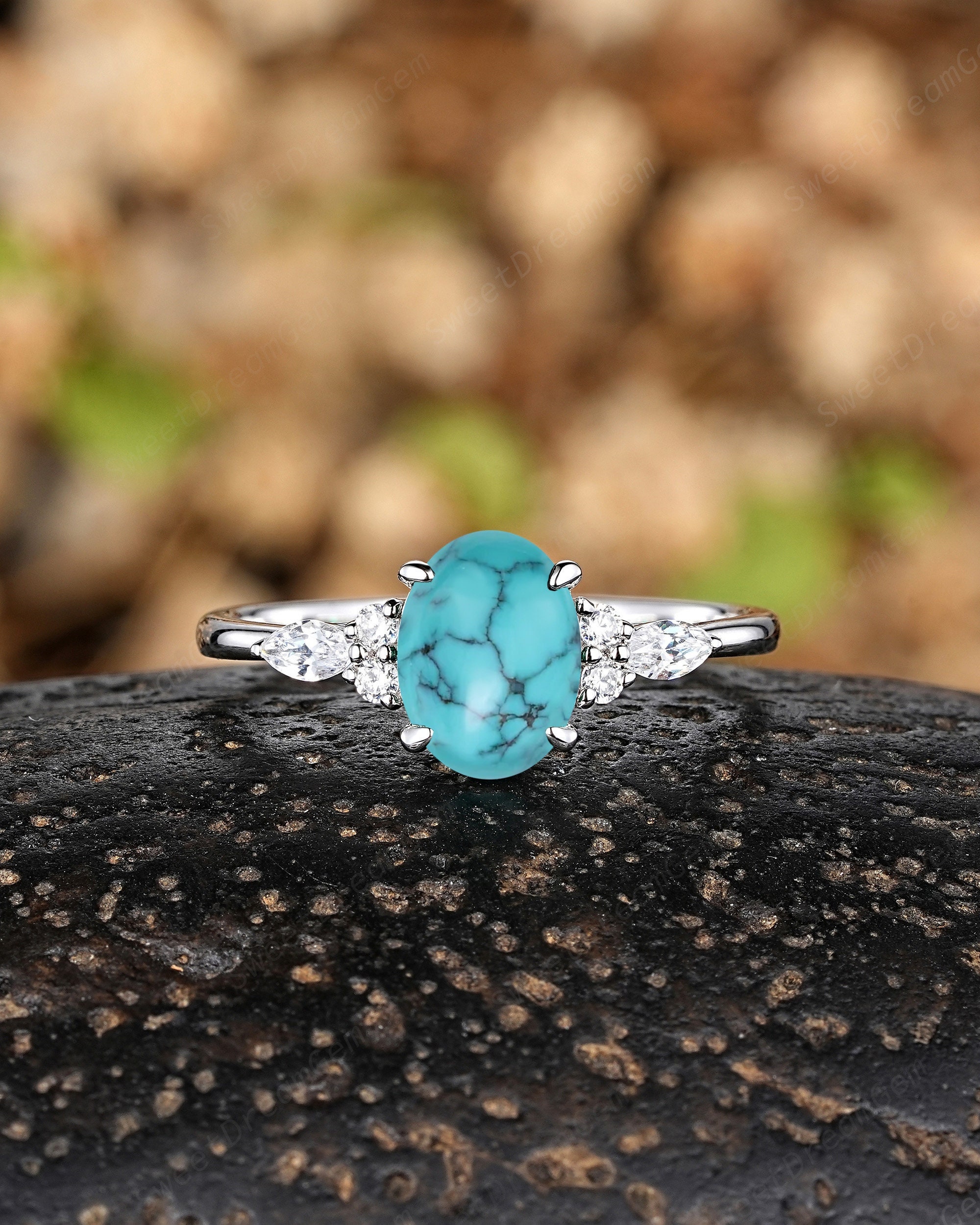Female turquoise engagement ring store