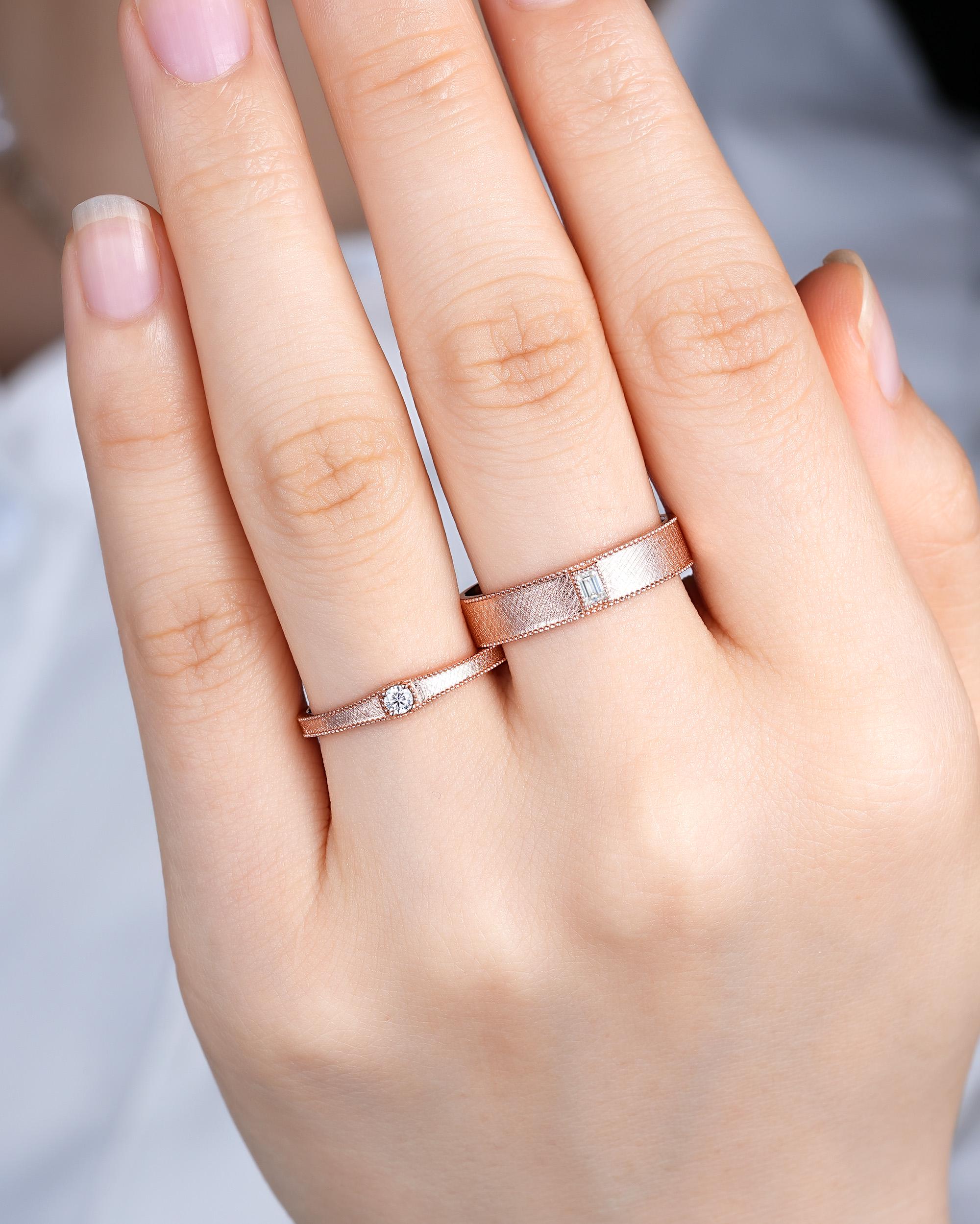 His & Hers Matching Couple Rings Set - 14K Gold Plated, CZ Stones, Engagement & Wedding Band - View #2
