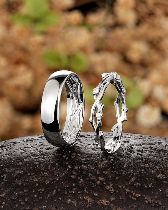 His and Hers Matching Wedding Rings, Plain Rings for Women and Men