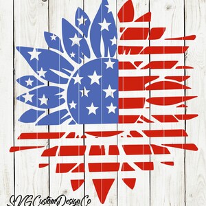 Bandera de girasol SVG / Camiseta del Día de la Independencia / Idea del 4 de julio / Fuegos artificiales / SVG para HTV / Archivos de corte populares / Cricut / Silhouette