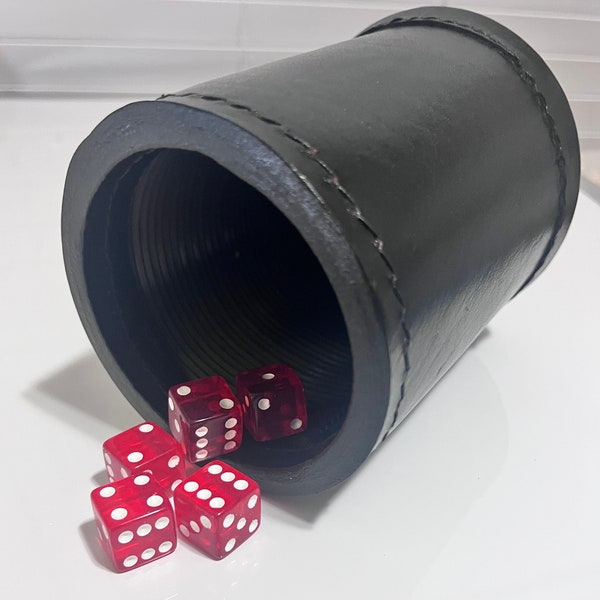 Jumbo leather dice cup hand stitched commercial quality free dice free shipping