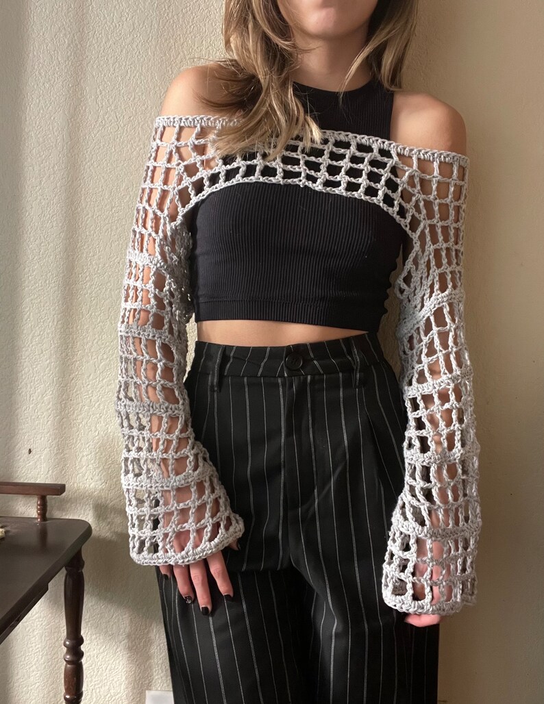 Crochet Mesh Shrug Pattern Etsy