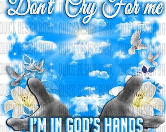 In God&#39;s Hands-Blue Memorial Template | commercial use | instant download | printable for funeral RIP memorial | background