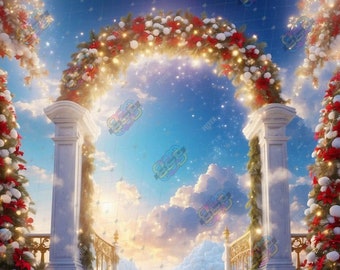Christmas Memorial Background Bundle - Digital Download | Angels, Snowflakes, & Festive Lights PNG | JPG printable for T-Shirts, Gifts, etc.