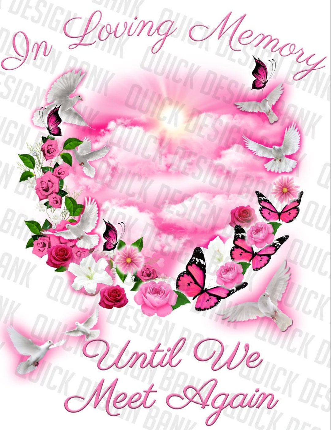 In Loving Memory Png-light Pink Flowers Butterfly Memorial | Instant ...