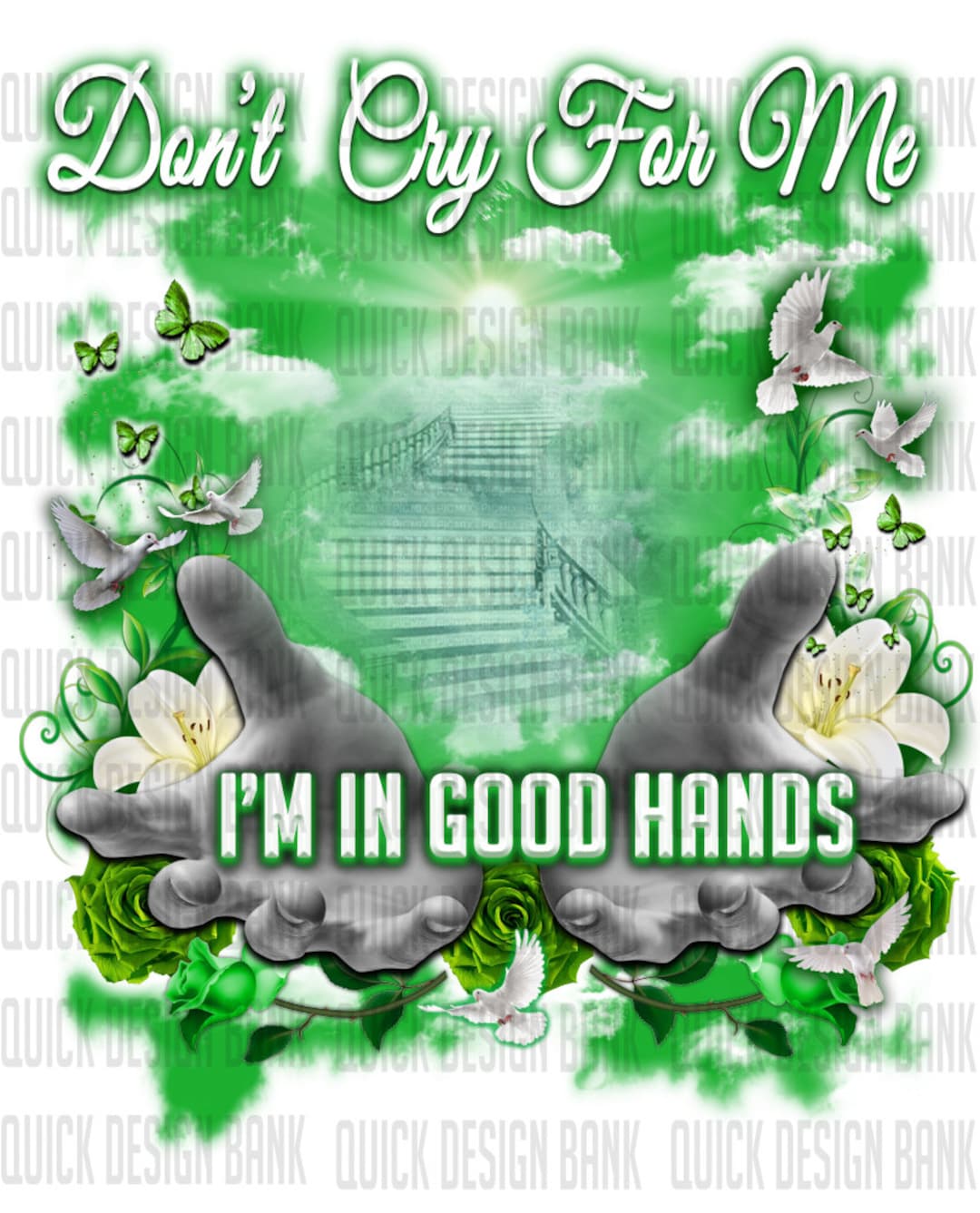 In Good Hands-green Memorial Template | Commercial Use | Instant ...