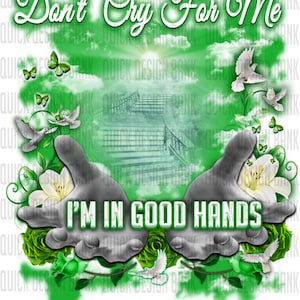 In Good Hands-Green Memorial Template | commercial use | instant download | printable for funeral RIP memorial | background