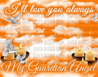 I'll Love You Always-Orange Memorial Template | commercial use | instant download | printable for funeral RIP memorial | background