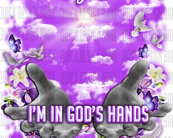 In God&#39;s Hands-Purple Memorial Template | commercial use | instant download | printable for funeral RIP memorial | background