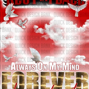 RIP On My Mind, In My Heart- Red_White Memorial Template | DTF Iron-on PNG | personal & commercial use | Instant download | printable