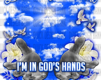 In God&#39;s Hands-Royal Blue Memorial Template | commercial use | instant download | printable for funeral RIP memorial | background