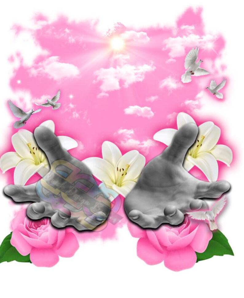 In God's Hands-pink Memorial Template | Commercial Use | Instant ...