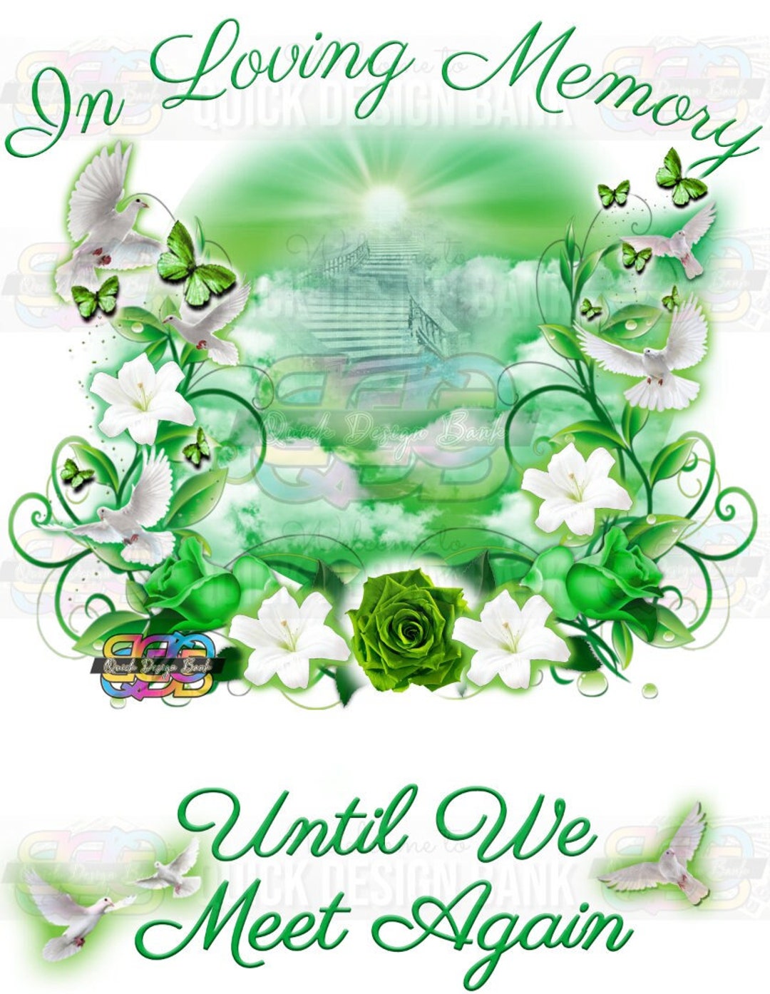 In Loving Memory Png-green Flowers Butterfly Memorial Template ...