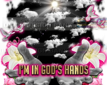 In God&#39;s Hands-Hot Pink and Gold Memorial | commercial use | instant download | printable for funeral RIP memorial | background