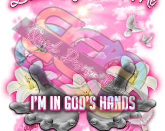 In God's Hands-Pink Memorial Template | commercial use | instant download | printable for funeral RIP memorial | background