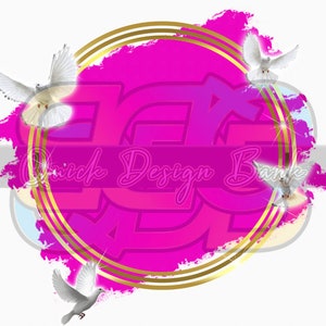 Circle Rip Frame Gold Circle Frame & Doves Memorial Design Element PNG Bundle ...