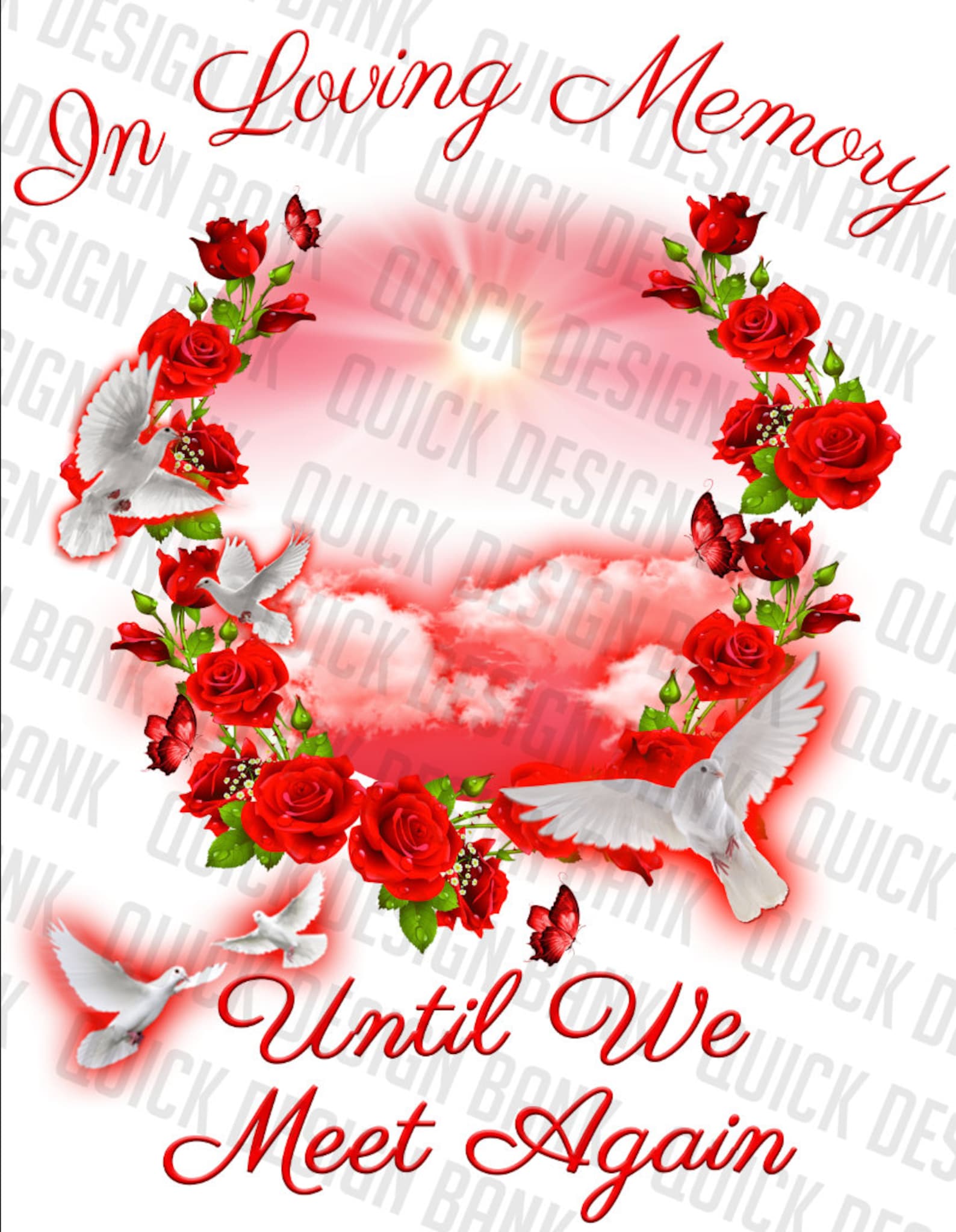 In Loving Memory Png-red Flowers Butterfly Memorial Template - Etsy