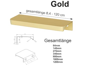 Griffleiste Möbelgriff Türgriff Schrankgriff Griff Kommodengriff Gold Grifflänge 8,4cm bis 120cm