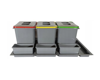 Sistema de separación de residuos para cajones Sistema de separación de residuos Sistema de separación de residuos de 3 o 4 compartimentos para cajones de 90 cm