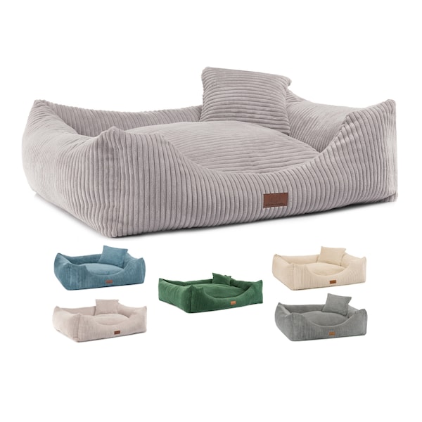 Hundebett Hundekissen Hundekorb Hundesofa Hundedecke Katzenbett Tierbett M L XL  creme mint beige grau dunkelgrau gold waschbar