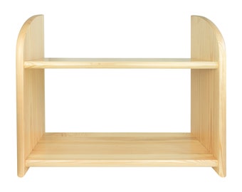 Wandregal Kiefer Massiv 60cm / 90cm – Bücherregal 2 Etagen – Holzregal Wand farblos lackiert – Bücherbord Küchenregal Landhausstil