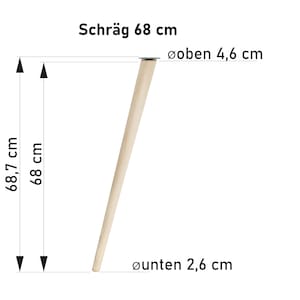 4x Holzfüße schräg Rohe Buche Holzmöbelfüße Tischbeine Möbelbeine Holz Möbelfüße Schrank Beine Kegel 4 Stück Höhe 6-68cm 68 Zentimeter