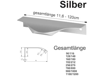 Aluminum profile handle strip, silver – Modern furniture handle, 148 mm to 276 mm – Handle strip for kitchen & cabinet – Minimalist design, silver