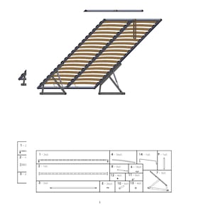 Lift slatted frame bed box slatted frame foldable lifting slatted frame for bed with gas damper soft closing image 9