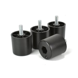 4x Feet Plastic Legs Furniture Glider Foot Furniture Feet Furniture Legs Cabinet Legs Black Plastic Height 30mm with Threaded Pin M6x15mm