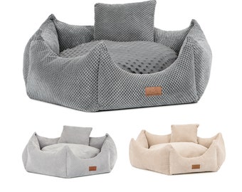 Lit pour chien Lit pour chien Panier pour chien Canapé pour chien avec bord Lit pour chat Lit pour animaux Hexagone gris, gris foncé ou crème lavable