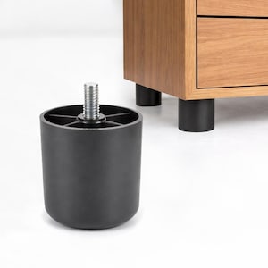 Juego de 4 patas para muebles, de plástico negro – Rosca M8x15mm – Disponibles en longitudes de 40, 50 y 65 mm – Patas robustas para armarios y deslizadores de muebles