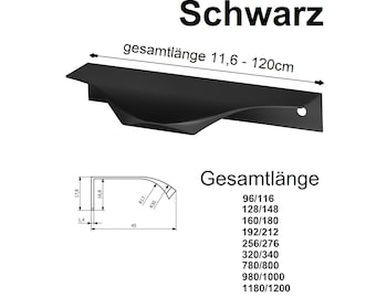 Poignée de meuble poignée de porte poignée d'armoire poignée de commode poignée noire longueur 11,6 cm à 120 cm