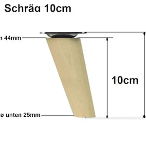 4x Holzfüße schräg Rohe Buche Holzmöbelfüße Tischbeine Möbelbeine Holz Möbelfüße Schrank Beine Kegel 4 Stück Höhe 6-68cm 10 Zentimeter