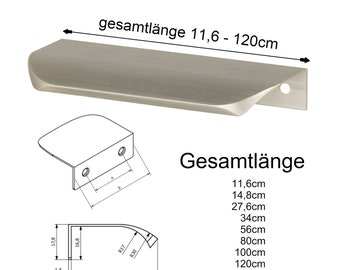 Griffleiste Möbelgriff Türgriff Schrankgriff Griff Kommodengriff Edelstahl gebürsteter Stahl optik Grifflänge 11,6cm bis 120cm