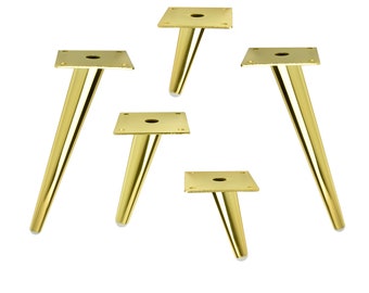 Pieds en métal pied d'armoire en métal pied de canapé pied de vitrine en acier pieds inclinés dorés hauteur 10 - 23 cm éclat doré