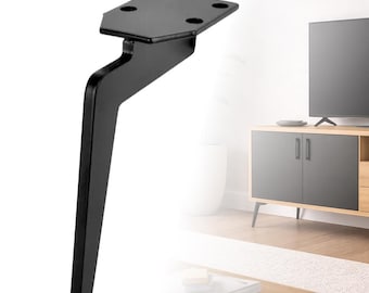 Furniture legs, black, 17 cm | 1 or 4 pieces | Matte metal sofa legs | Industrial design bed legs | Sturdy DIY cabinet legs